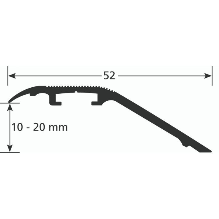 Barre de seuil striée rattrapage de niveau jusqu'à 20 mm